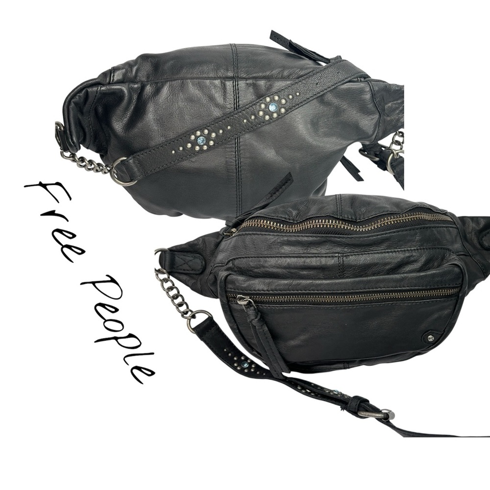 Free People Archer Leather Sling Bag with chain and leather strap